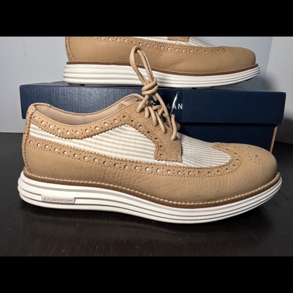 Cole Haan ØriginalGrand Remastered Longwing Oxford Shoes Sesame/Ivory Mens 8.5W - Picture 1 of 15